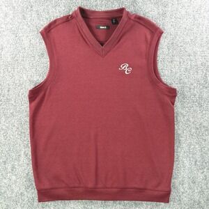 Ashworth Golf Sweater Vest Men's Large Red BC Logo 100% Cotton Peru